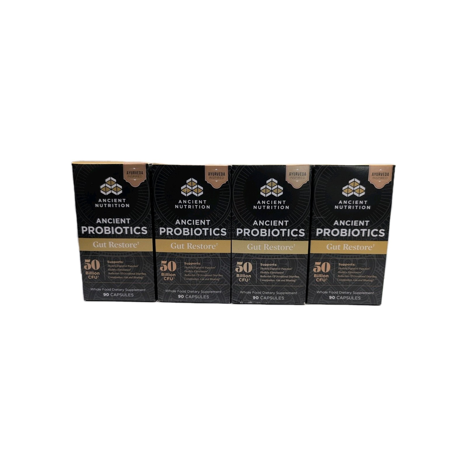 (4) Ancient Nutrition Probiotics Gut Restore Digestive 90 Capsules EXP 02/2026