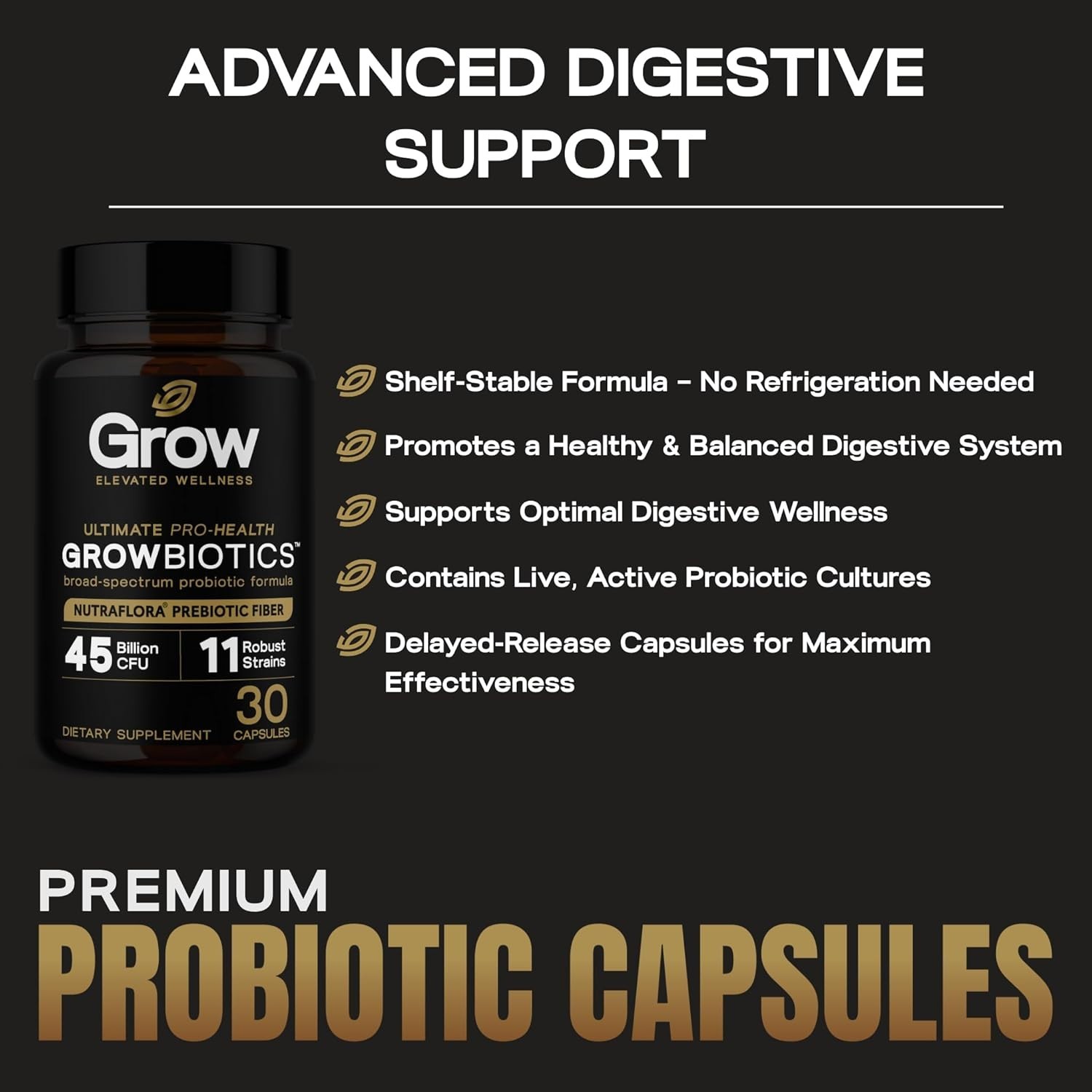 grow vitamin GrowBiotics Probiotics for Women & Men 45 Billion CFU, 11 Strains