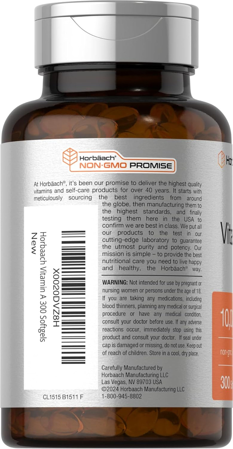 Vitamin a 10000 IU Softgels | 300 Count | Non-Gmo, Gluten Free Supplement