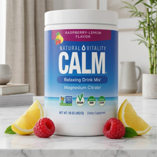 Natural Vitality CALM Magnesium Citrate Powder Drink Mix Raspberry Lemon 16oz