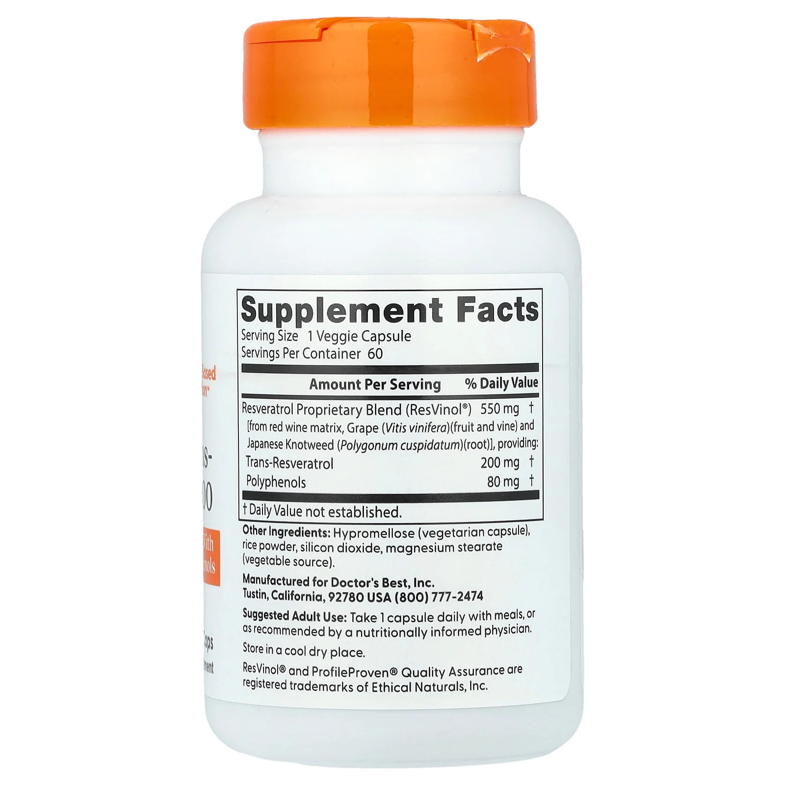 2 X Doctor’s Best, Trans-Resveratrol 200 , 200 mg, 60 Veggie Caps