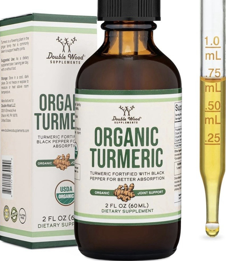 Double Wood Supplements Organic Turmeric Liquid Drops 2 fl oz 1180mg