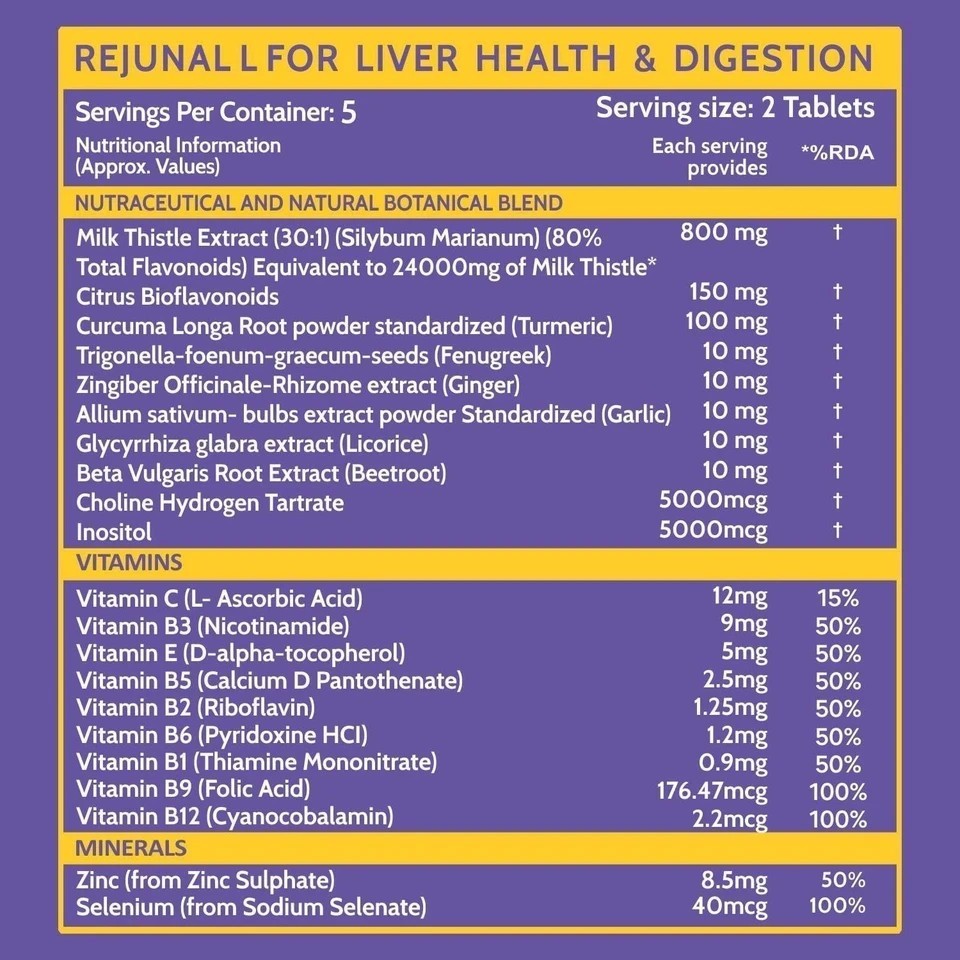 Liver Support Supplement with Milk Thistle Extract 800mg 10 Veg Tablets k229