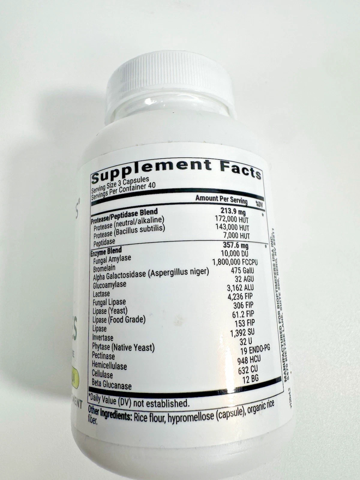 Digestive Enzymes Supplement BiOptimizers MassZymes MZ250V4 250 Capsules
