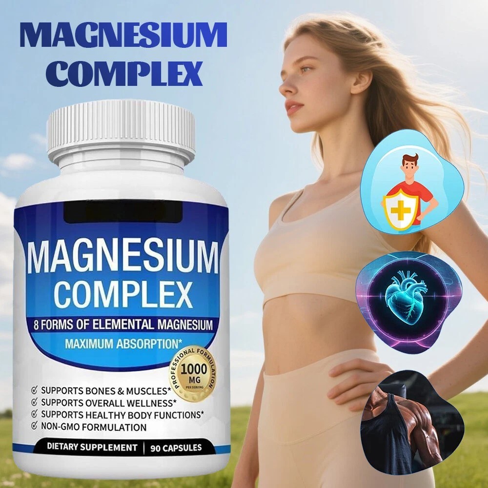 Complex Elemental Supplement 8 Magnesium 1000mg – Vegan Non-GMO 90 Capsules