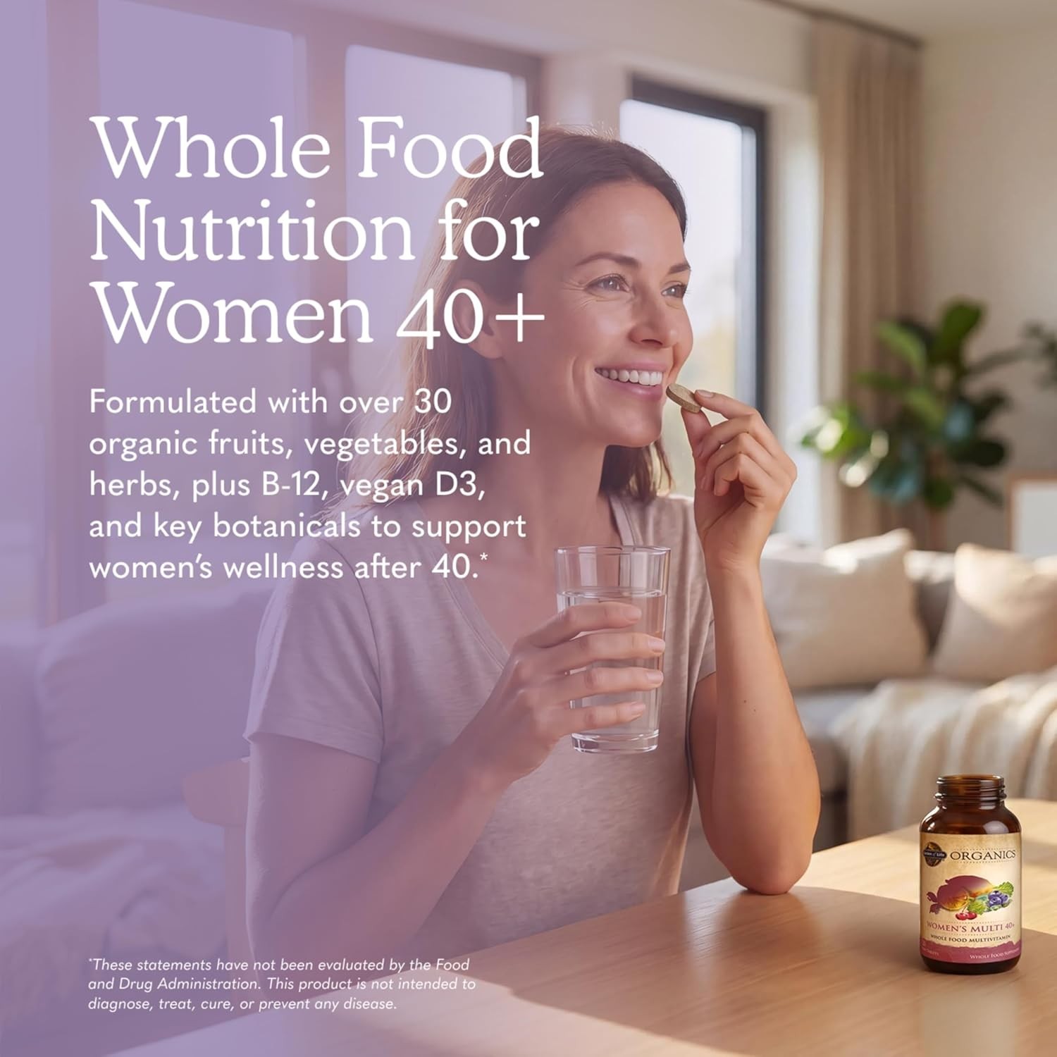 Organic Multivitamin for Women 40+ – 120 Caplets for Daily Vitality