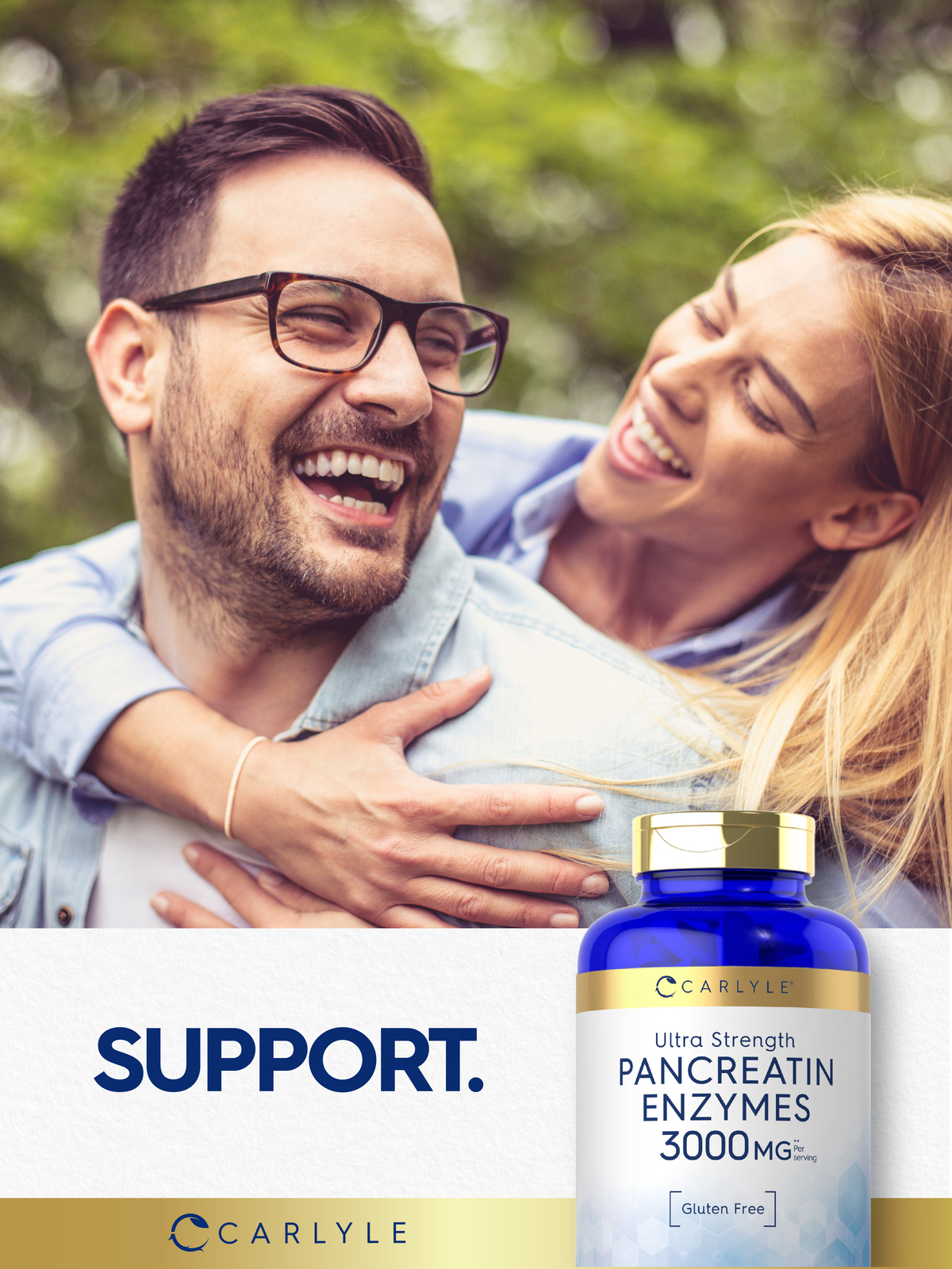 Pancreatin Digestive Enzymes | 3000mg | 250 Caplets | Non-GMO | by Carlyle
