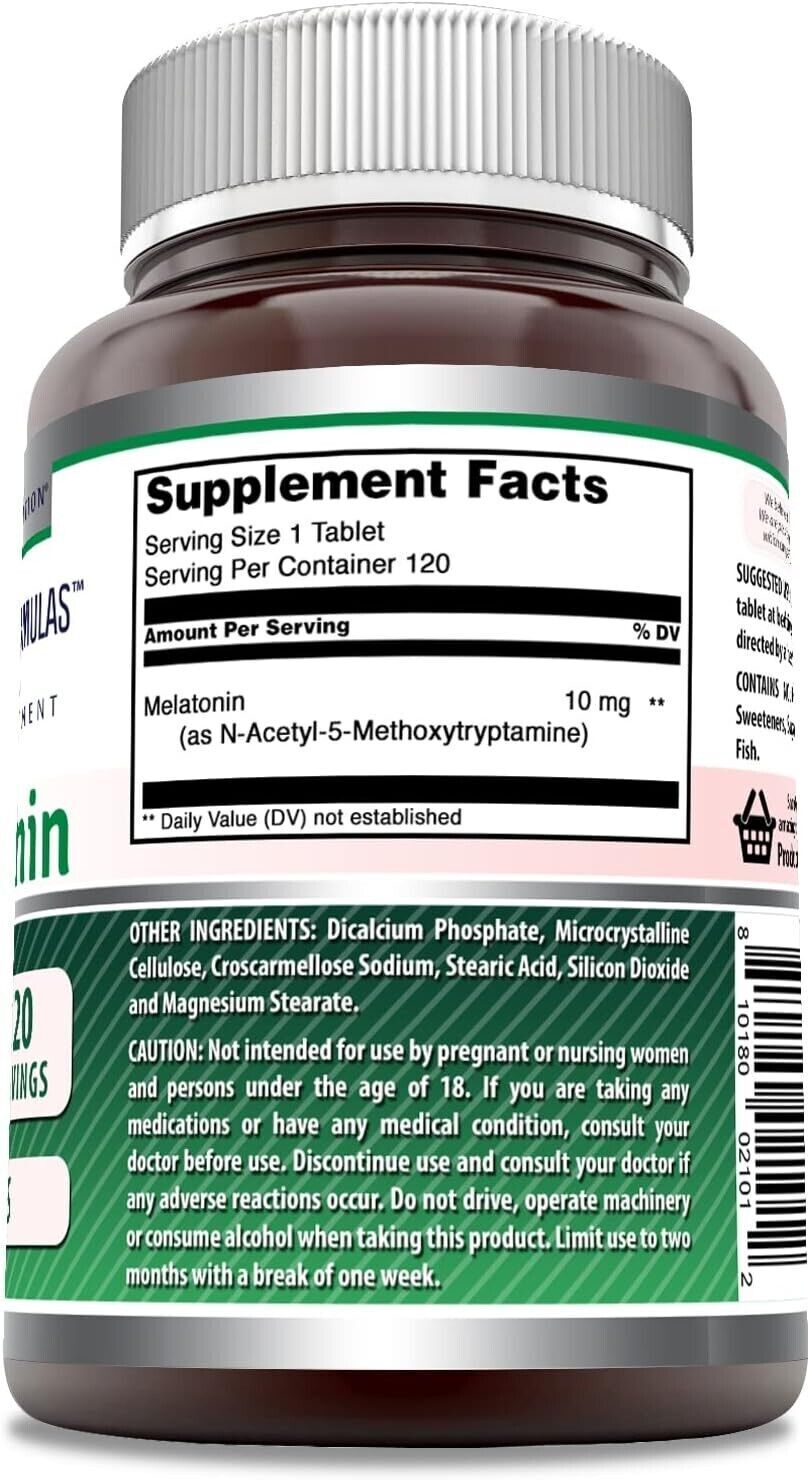 Amazing Formulas Melatonin 10mg 120 Tablets Supplement Non GMO MED134