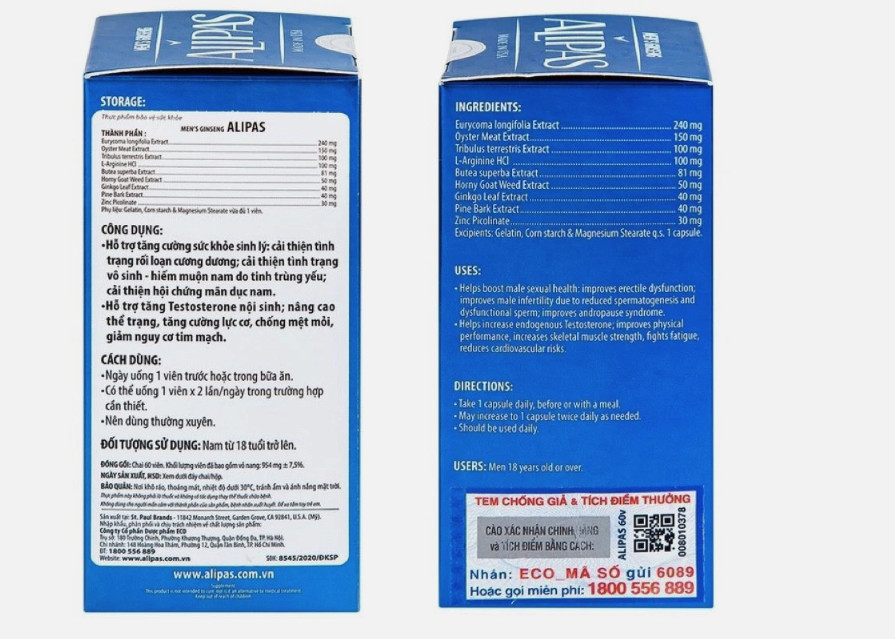 3 Boxes ALIPAS Original Formula – 30 Capsules Each – Energy & Vitality Support