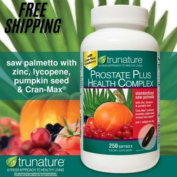 Trunature Prostate Plus Health Complex, 250 Softgels w/d Saw Palmento, New.