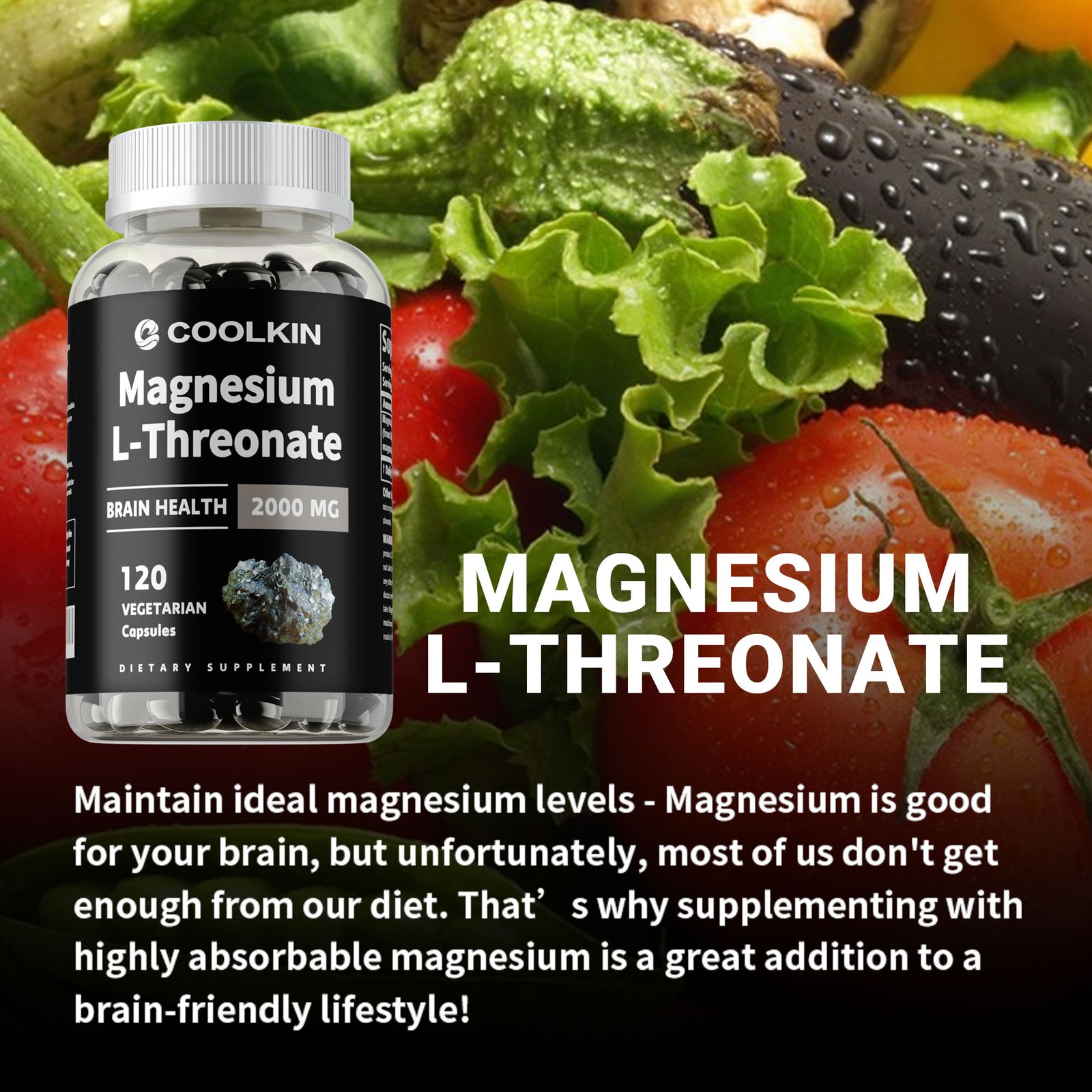 120pcs Magnesium L-Threonate 2000mg – Nootropic Brain Booster, Memory and Focus