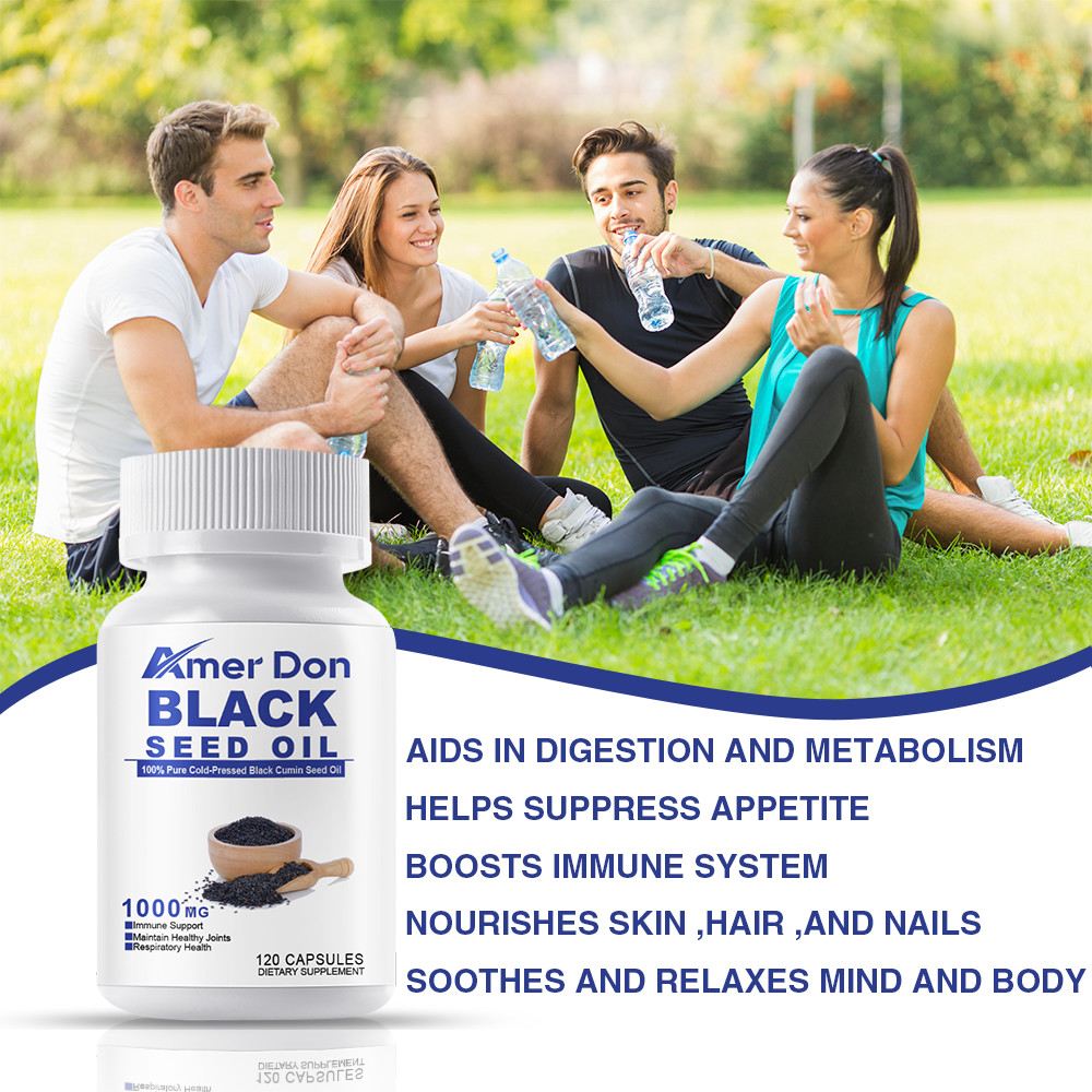 Black Seed Oil 100% Pure Natural Cold Pressed Cumin Nigella Sativa Non GMO 120Pc