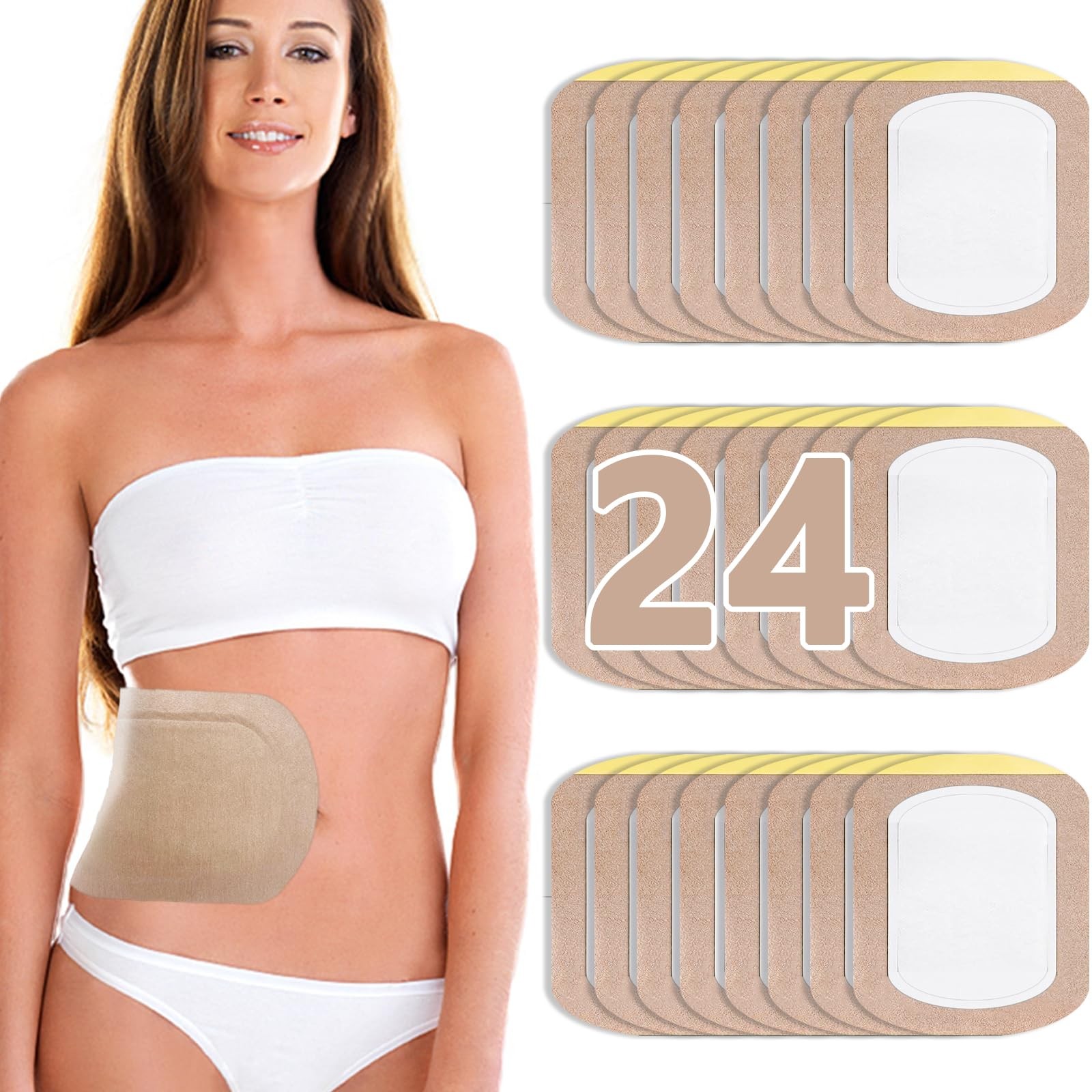 Castor Oil Pack Wrap, Patches 1 Count (Pack of 24), Skin Tone