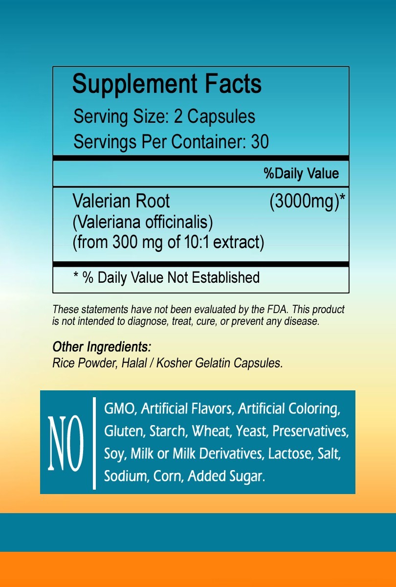 Valerian Root Extract, 3000 mg Capsules high potency-best