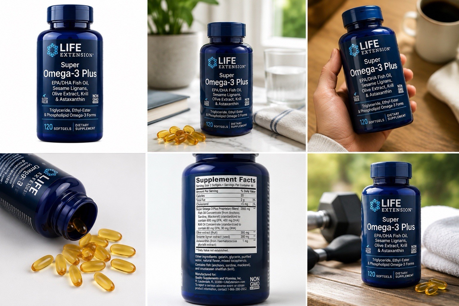 Life Extension, Super Omega-3 Plus EPA/DHA Fish Oil, Krill & Astaxanthin 120sg
