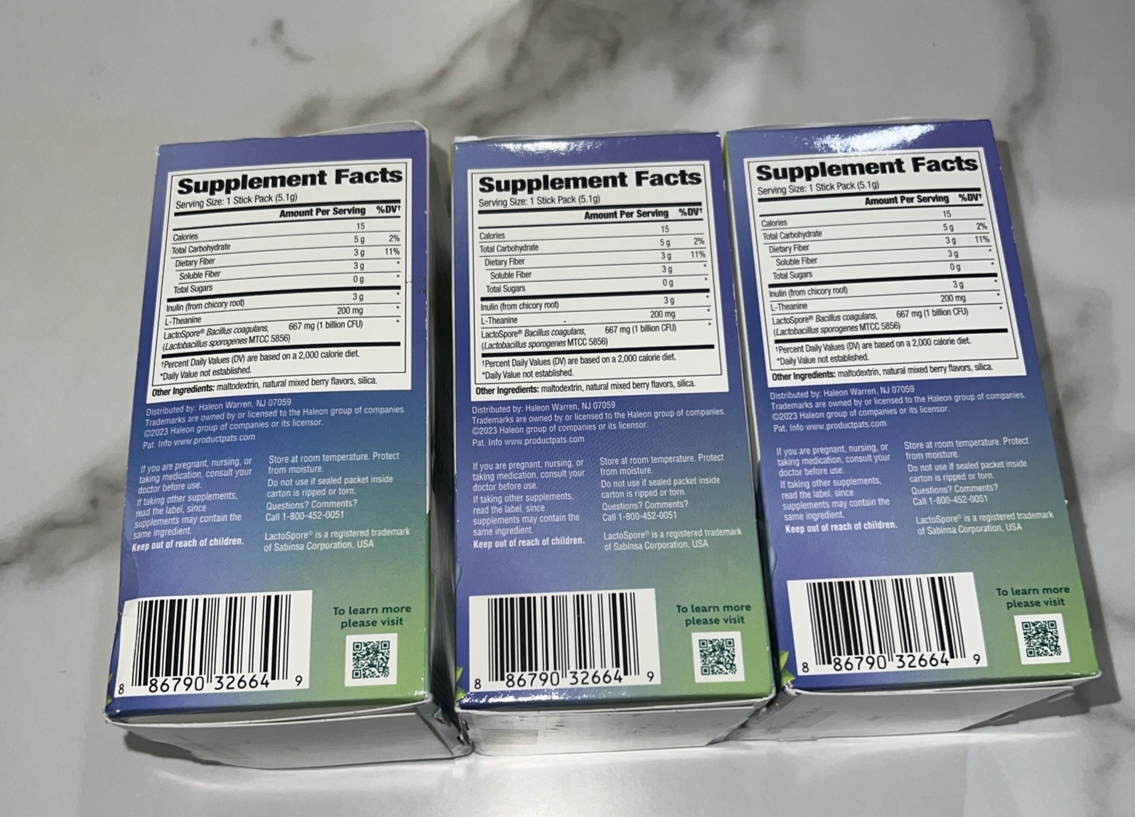 Benefiber Dual Action Biotic Prebiotic 18 Sticks Ea Mixed Berry Exp 12/2025*3*