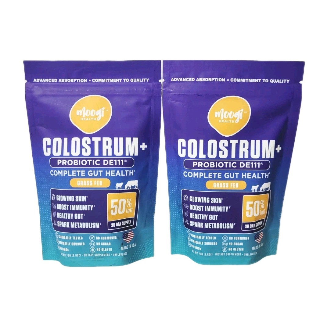 LOT OF TWO Grass Fed Bovine Colostrum Supplement Powder with DE111 Probiotics