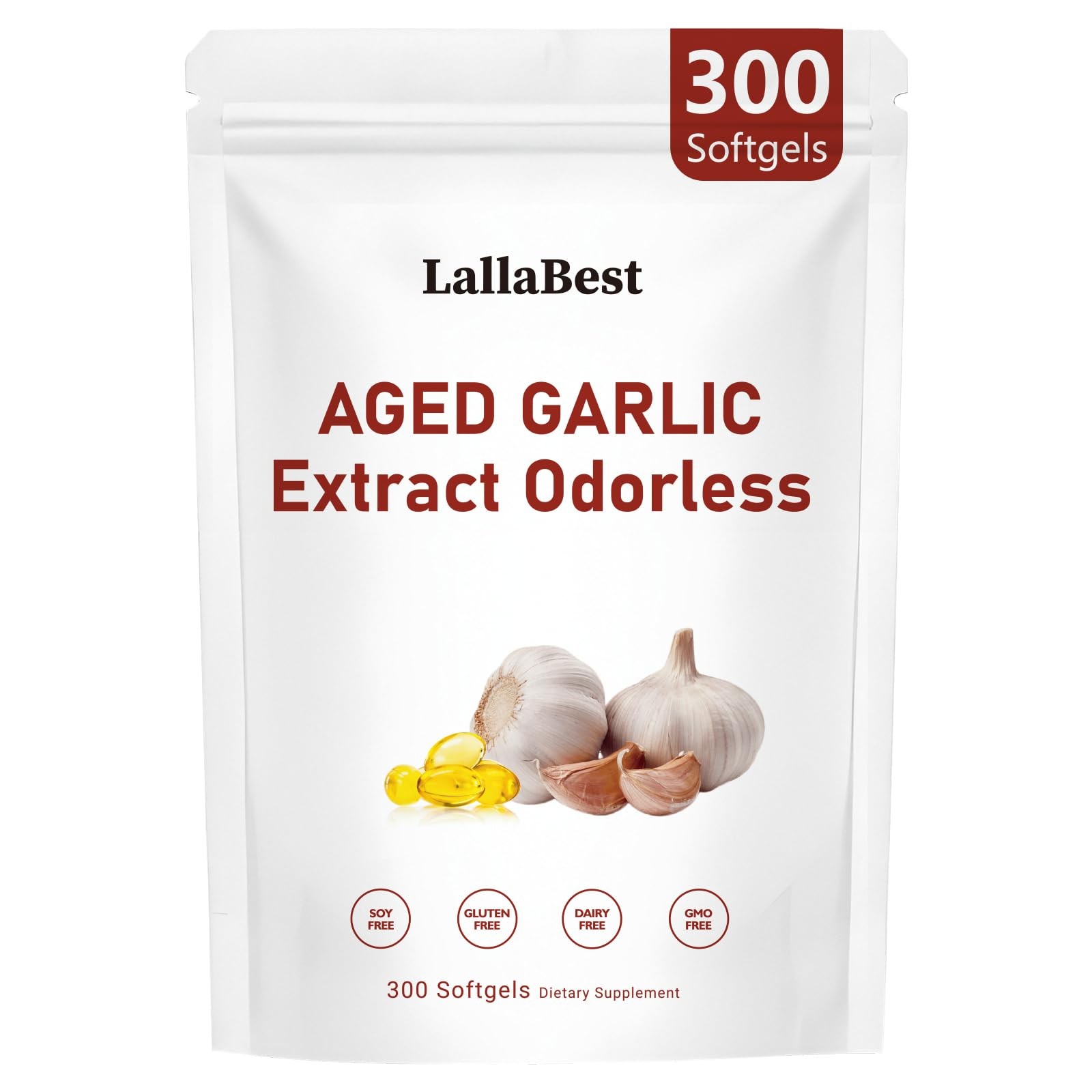 LallaBest 10000mg Aged Garlic Extract Capsules | 300 Count (Pack of 1)