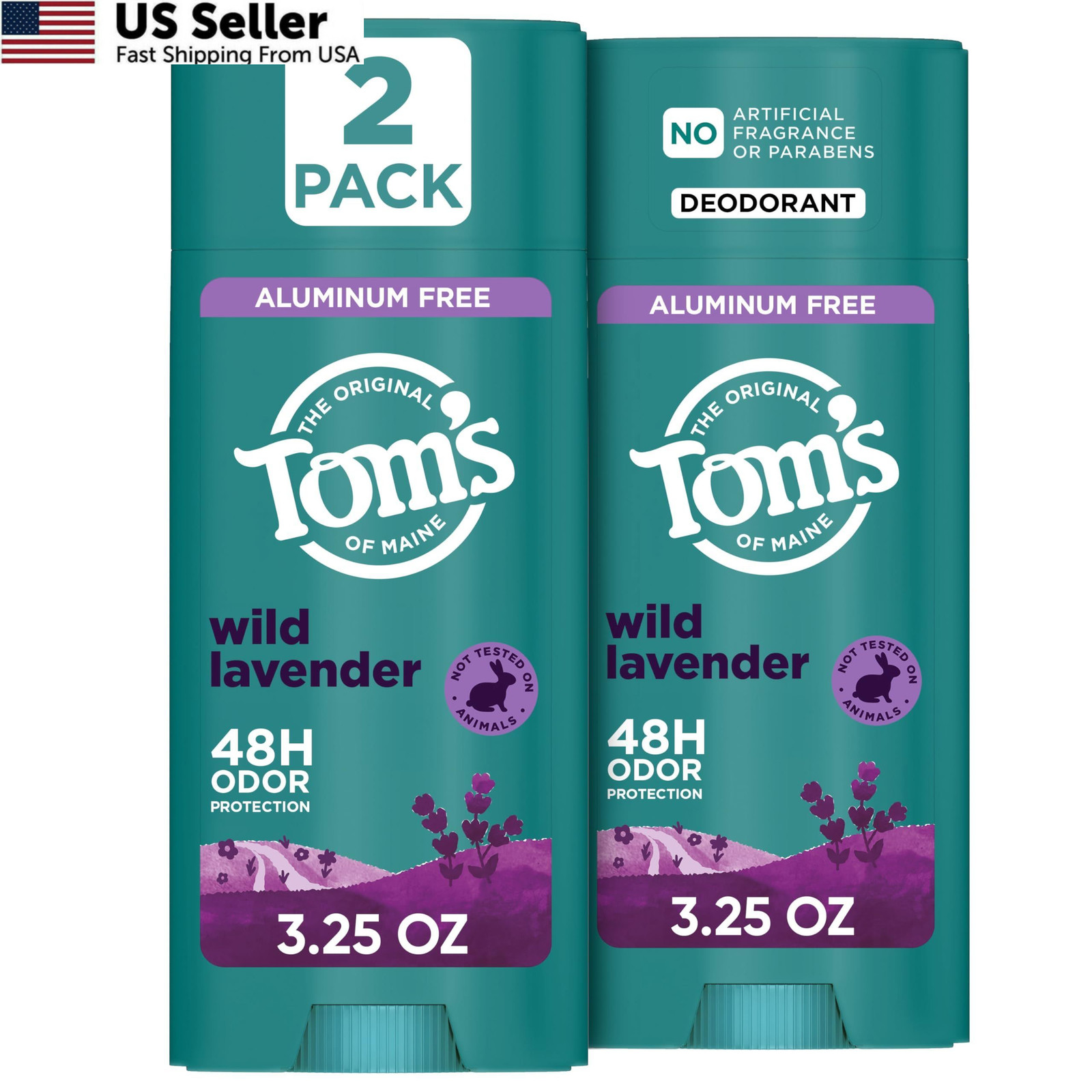 Tom’s of Maine Wild Lavender Natural Deodorant for Men 3.25 Ounce (Pack 2)