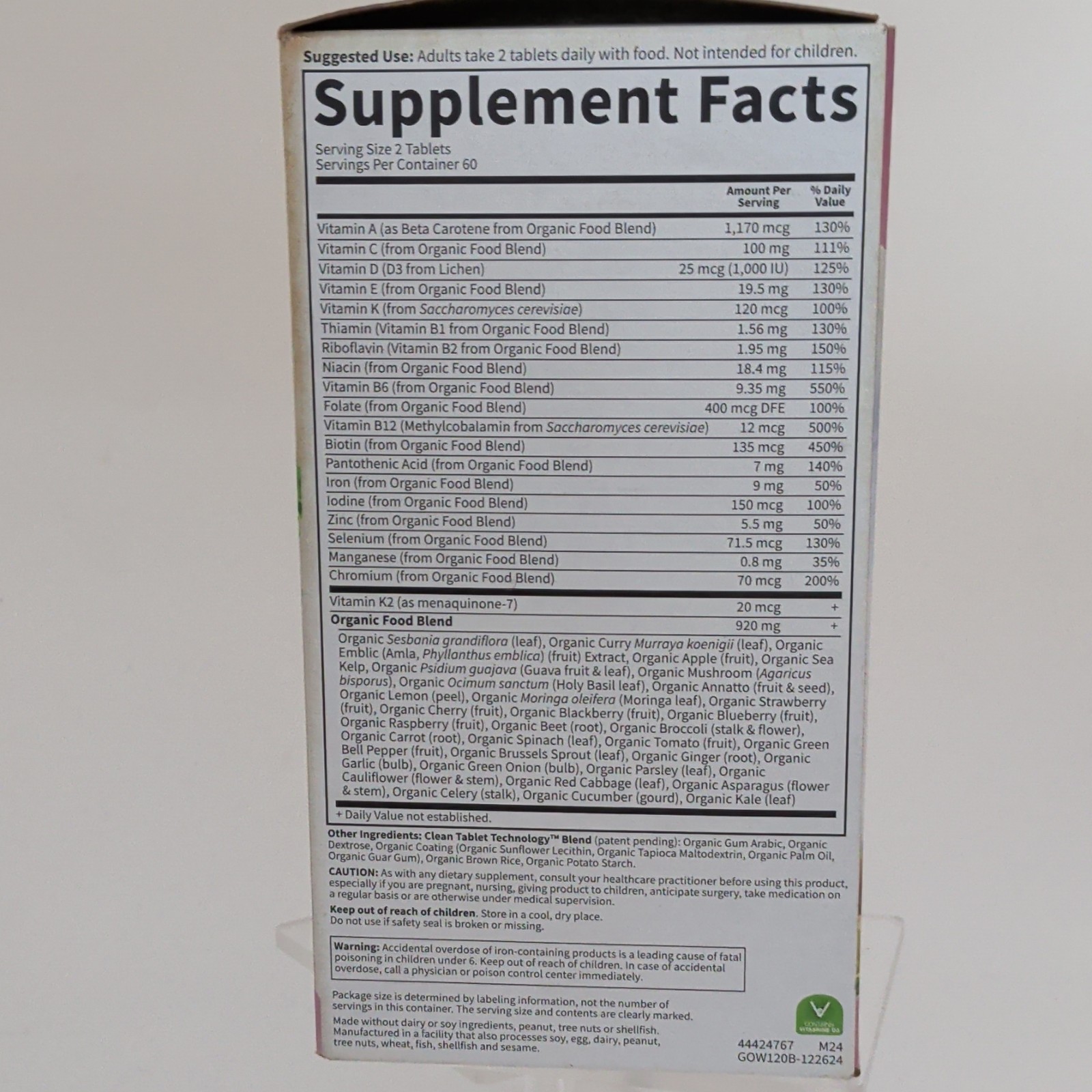 Garden of Life Women’s Multi Multivitamin 120 Vegan Tablets Non-GMO Exp 04/2028