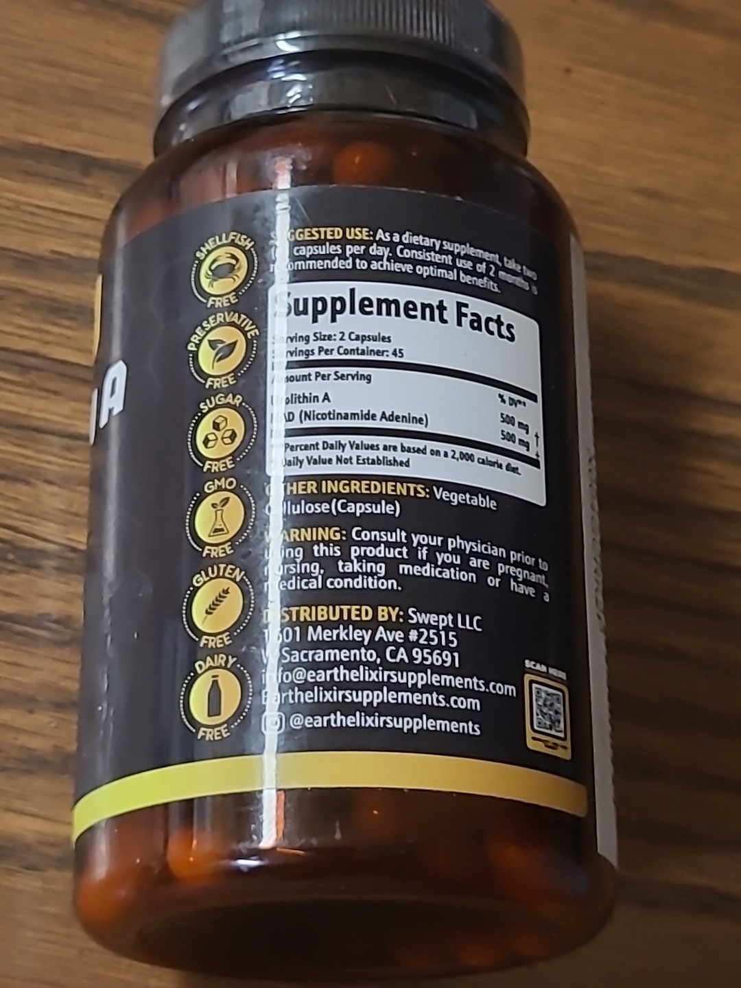 Earth Elixir Urolithin A & NAD + Supplement (90 Capsules) NEW SEALED-Exp:01/2026