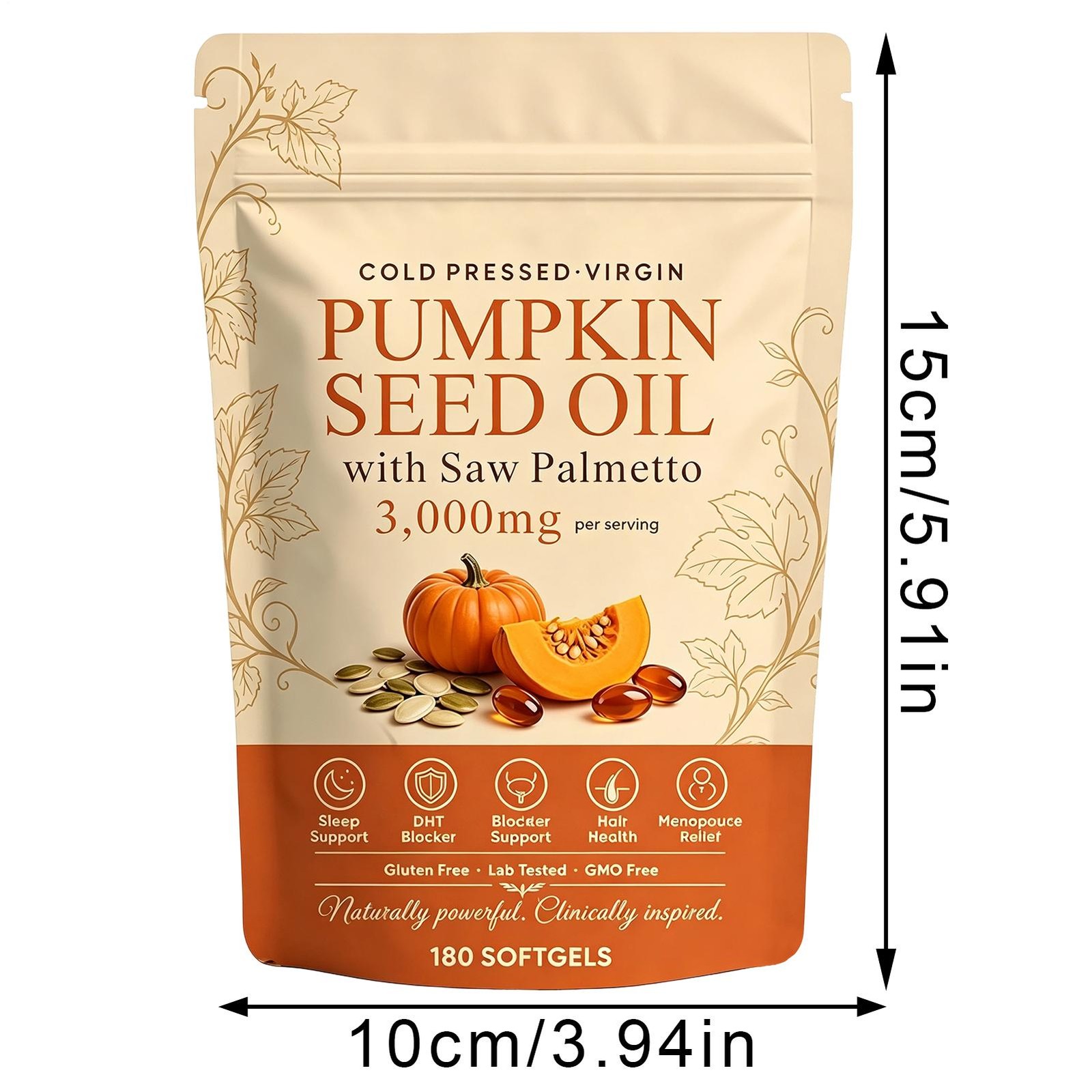 Everly Pumpkin Seed Oil with Saw Palmetto, 300 Softgels, Cold Pressed Pumpkin