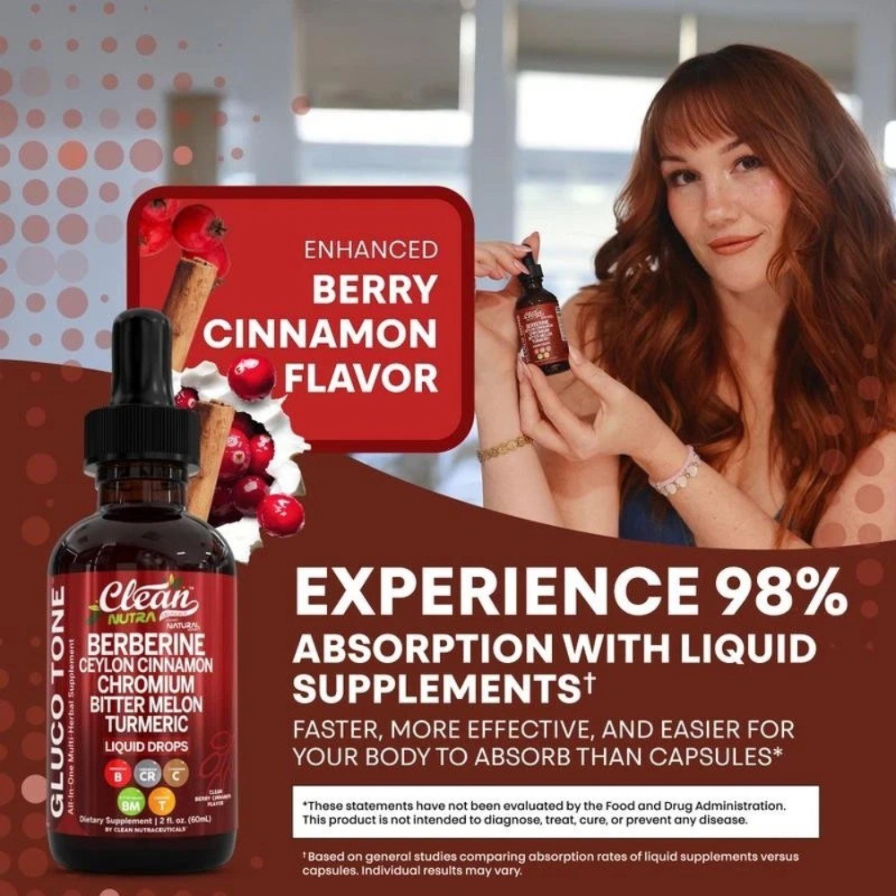 Clean Nutra Berberine with Ceylon Cinnamon Liquid Drops – Blood Sugar Support