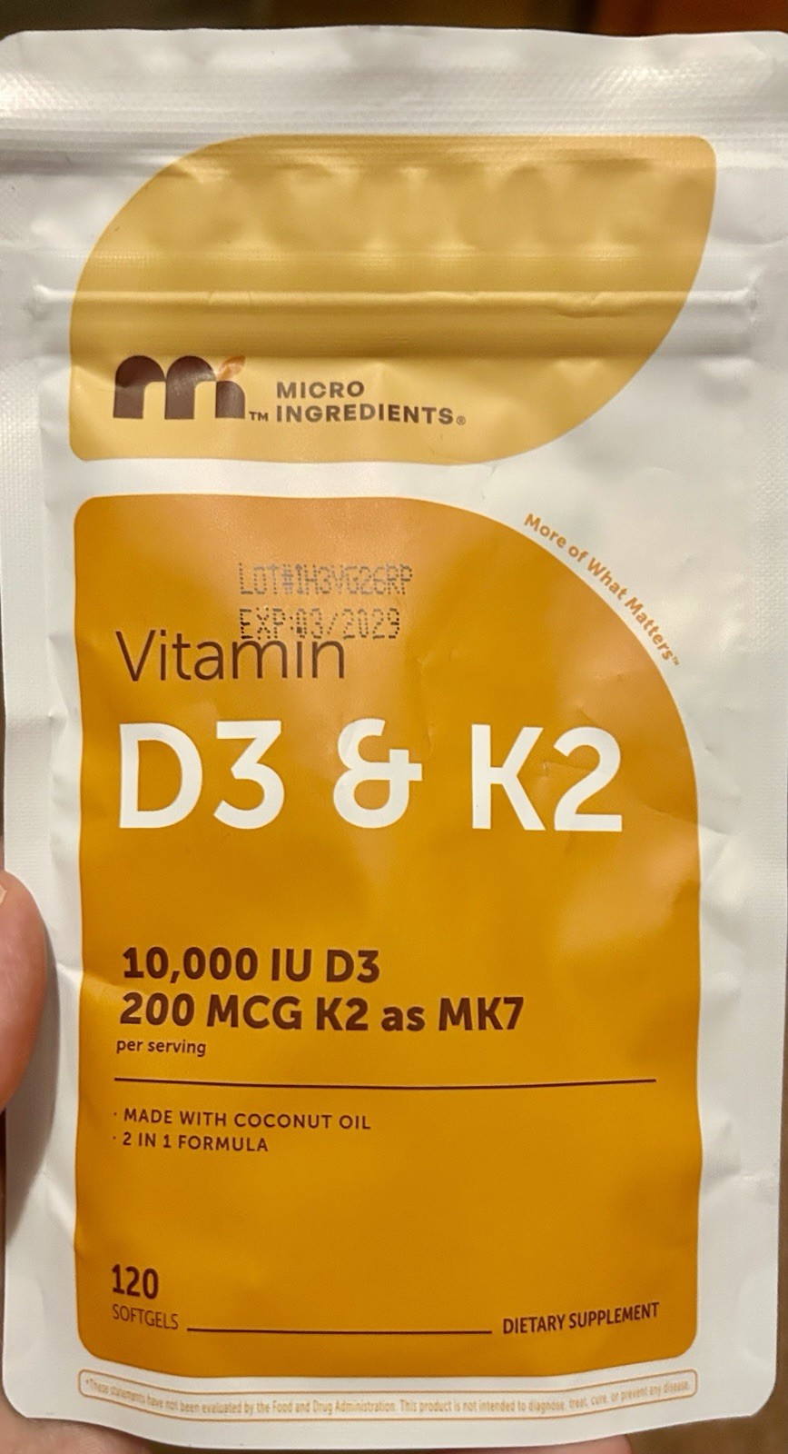 Vitamin D3 K2 10,000 IU D3 200 MCG K2