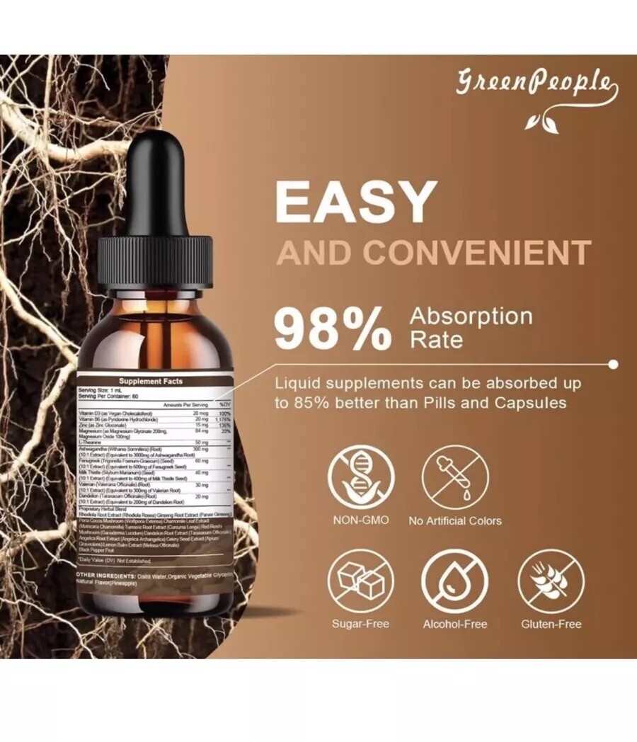 Ashwagandha /Liquid Drops/ Nature Pineapple Flavor /2fl. Oz./ Best By 01/2026