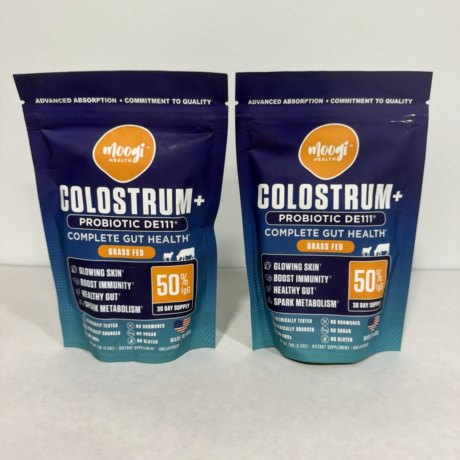 2 pack Moogi Health Colostrum + Probiotic DE111 Complete Gut Health, exp 1/27