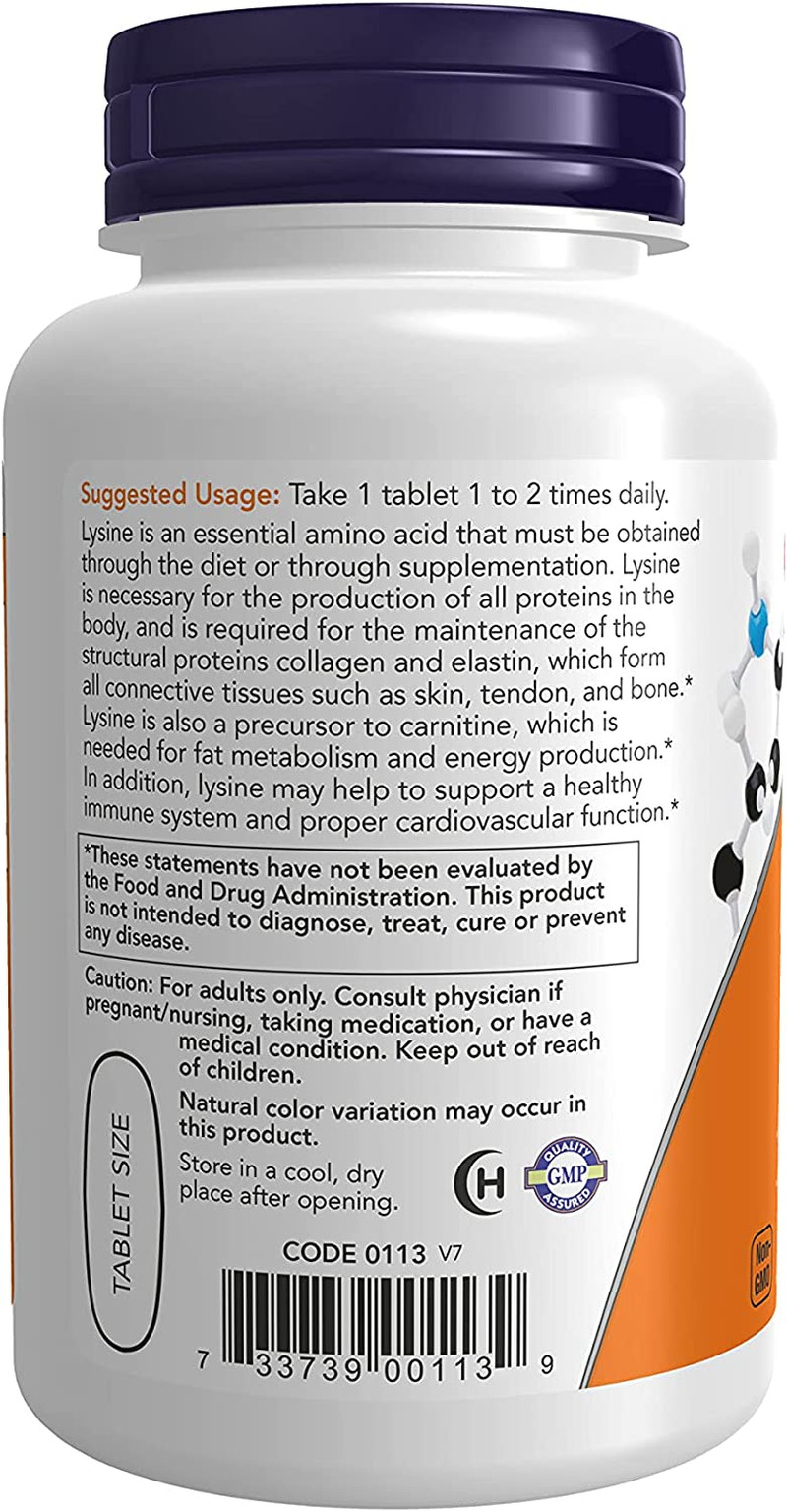 NOW Supplements, (L-Lysine Hydrochloride) 1,000 Mg, Double Strength, Amino Acid,