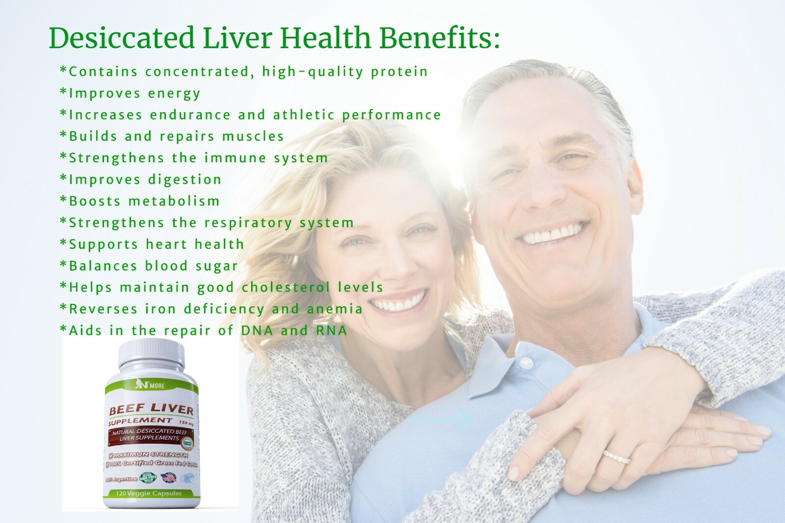 Desiccated Beef Liver Capsules, Certified 100% Grass Fed Undefatted
