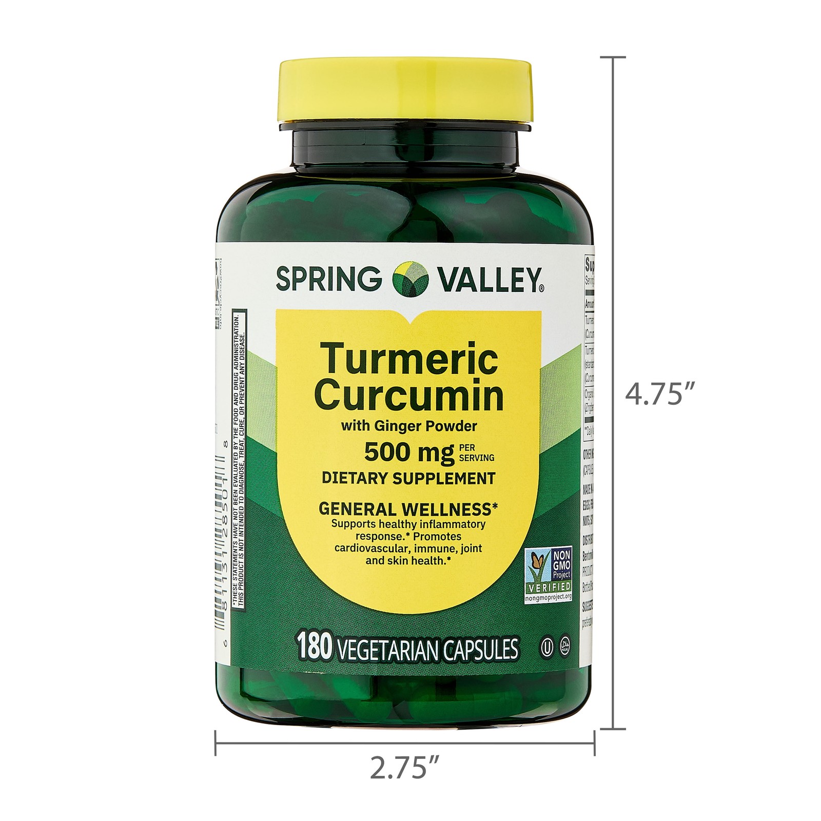 Turmeric Curcumin & Ginger Supplement – 3 Pack, 500mg, 180 Capsules