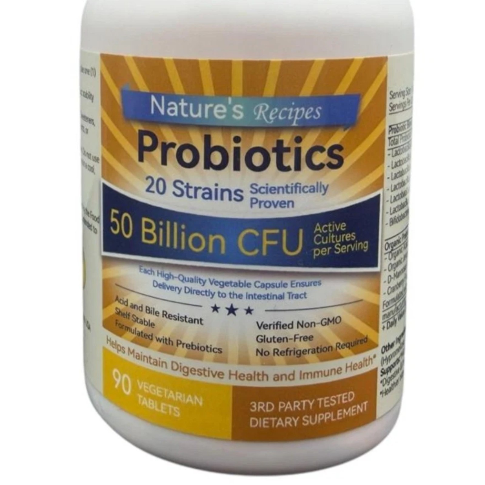 Nature’s Recipes Probiotic 50B 20 Strains 90 Tabs Compare NewRhythm Exp 01/27