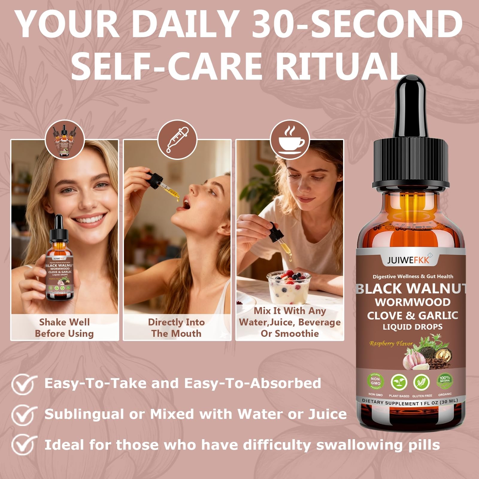 Wormwood Black Walnut Clove for Humans Tincture, Advanced 1 Fl Oz (Pack of 1)