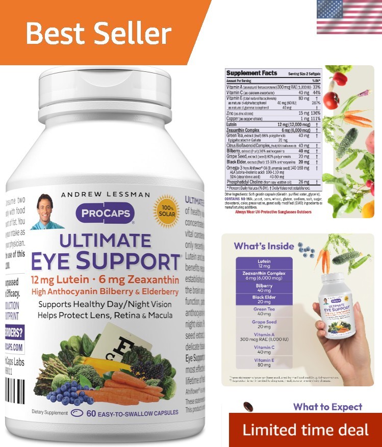 Vision Protection Softgels: 60 Count Lutein, Zeaxanthin & Bilberry Extract