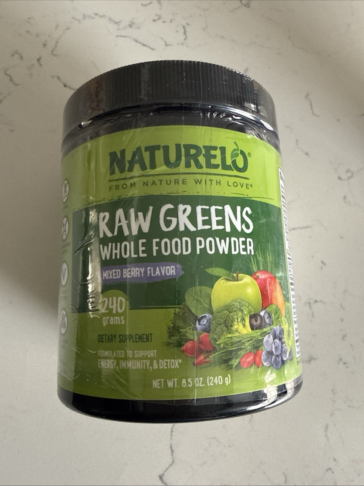 Naturelo Raw Greens Superfood Powder – 8.5oz/240g – Unsweetened – Exp 10/2026
