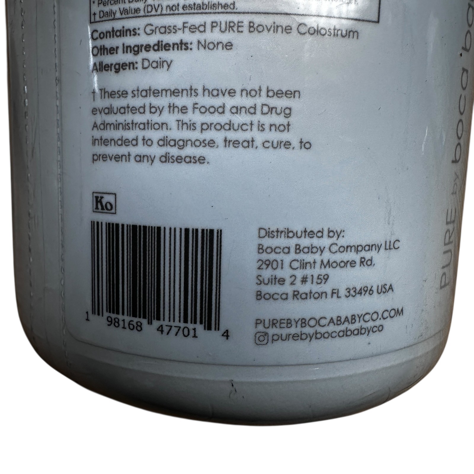 PURE Boca Baby COLOSTRUM 5.29oz Immune Support Powder Exp 2027 Sealed