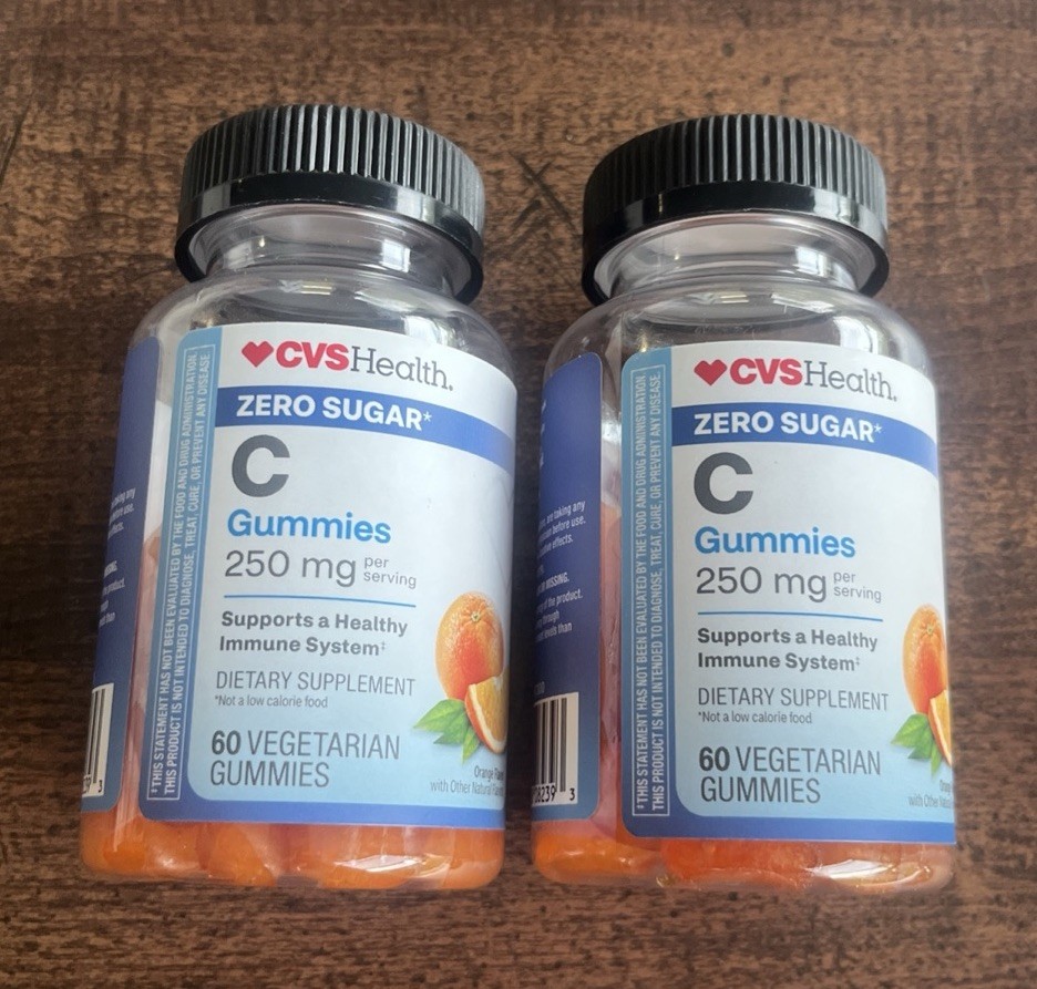 CVS Health Zero Sugar Vitamin C Gummies 250mg 120 Vegetarian Gummies Exp 07/2026