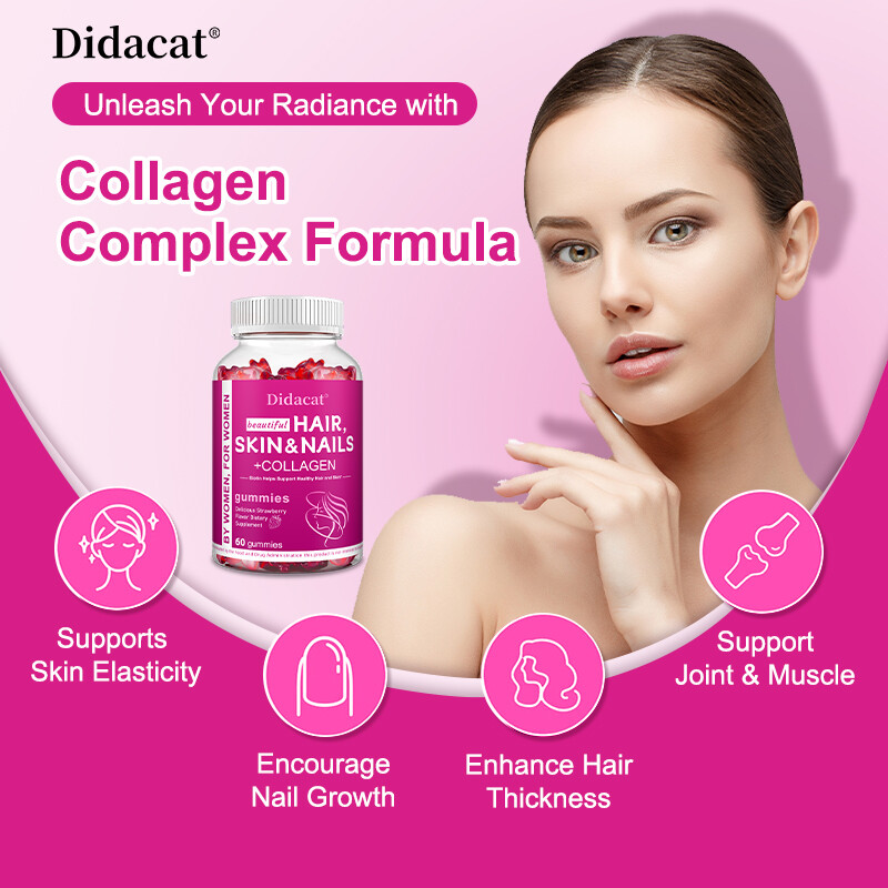 Premium Collagen Peptide Gummies Hydrolyzed for Anti-Aging (Type I, II, III)