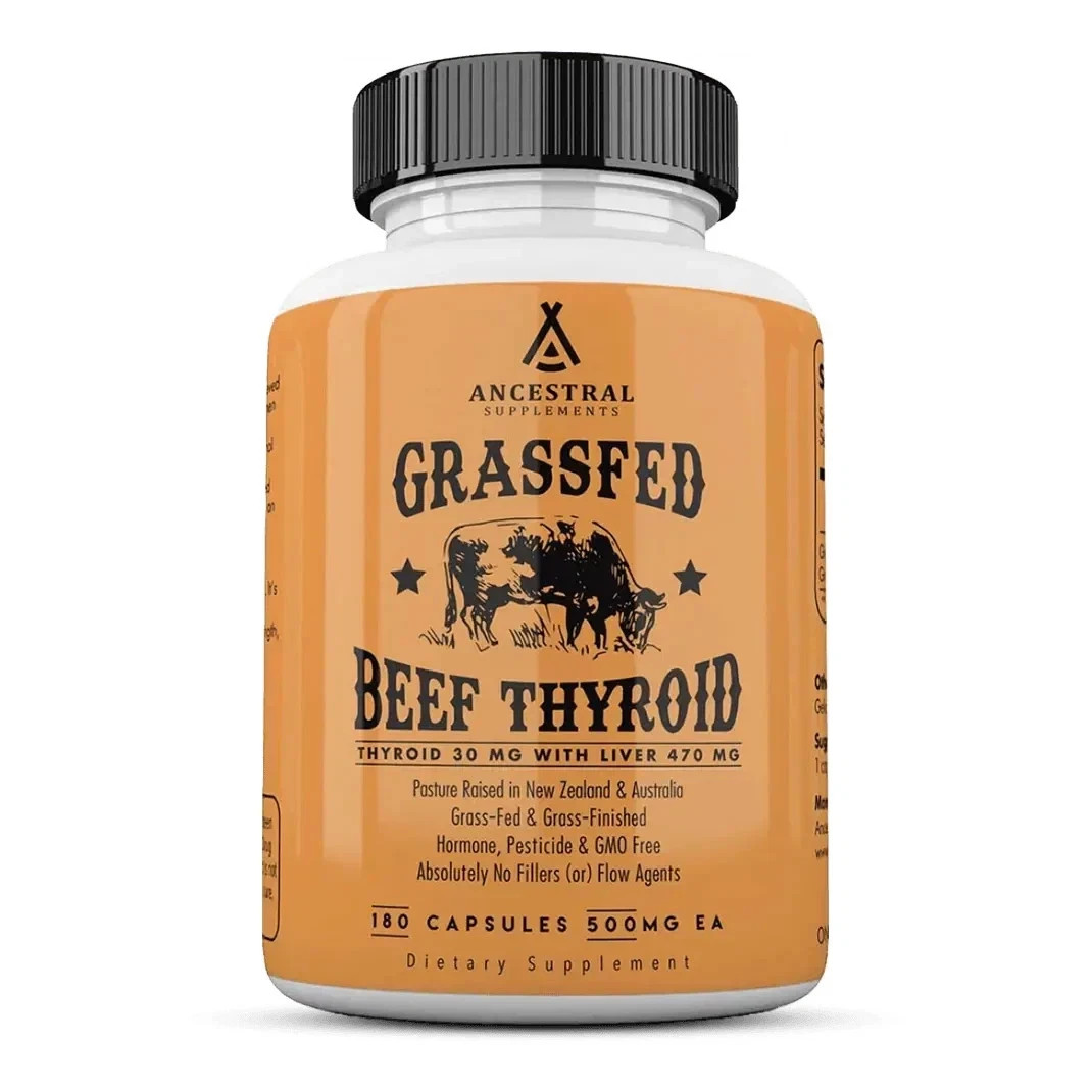 Ancestral 180 Grass Supplements Fed Beef Thyroid 500 mg Capsules