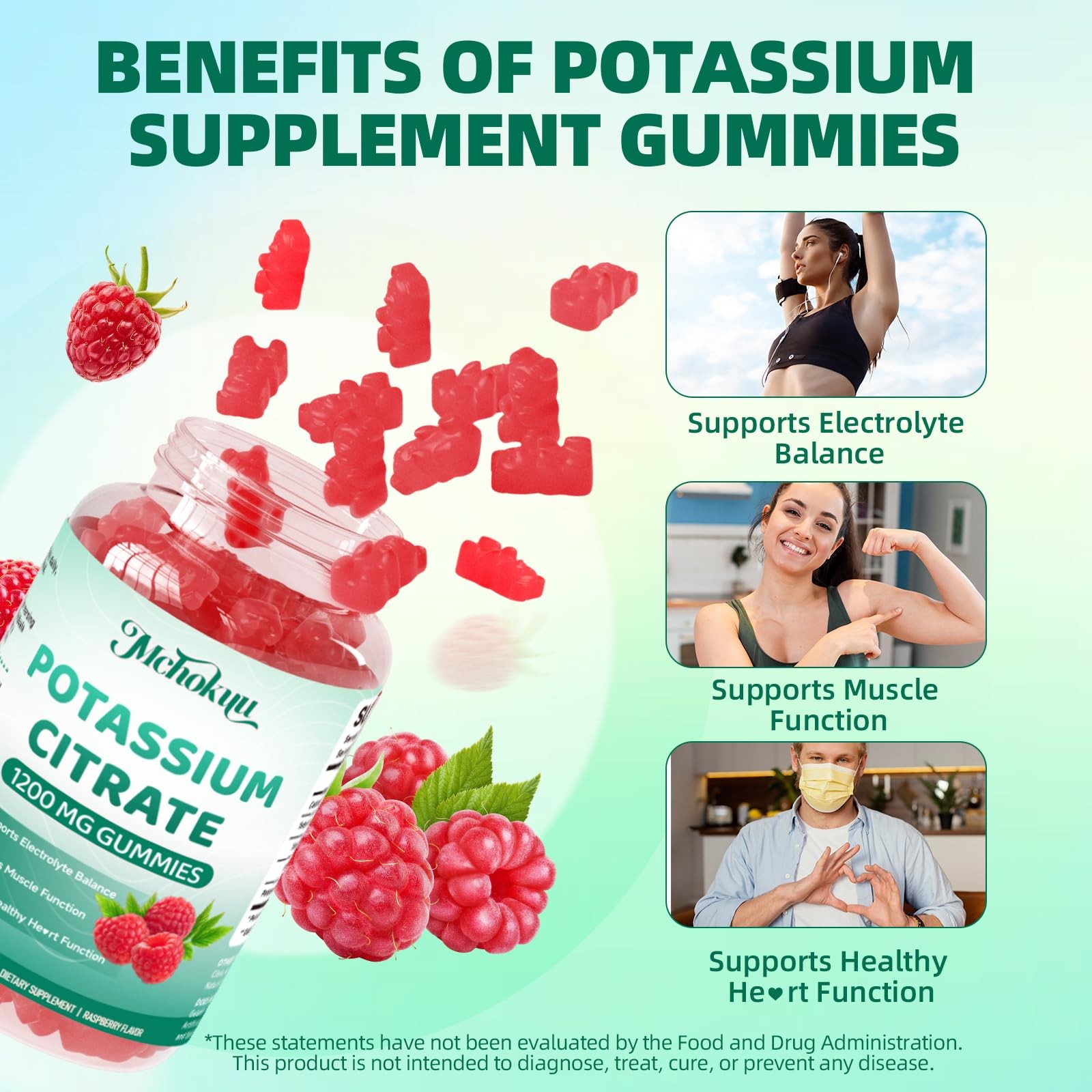 Potassium Citrate Supplement Gummies, 60 Count (Pack of 1)