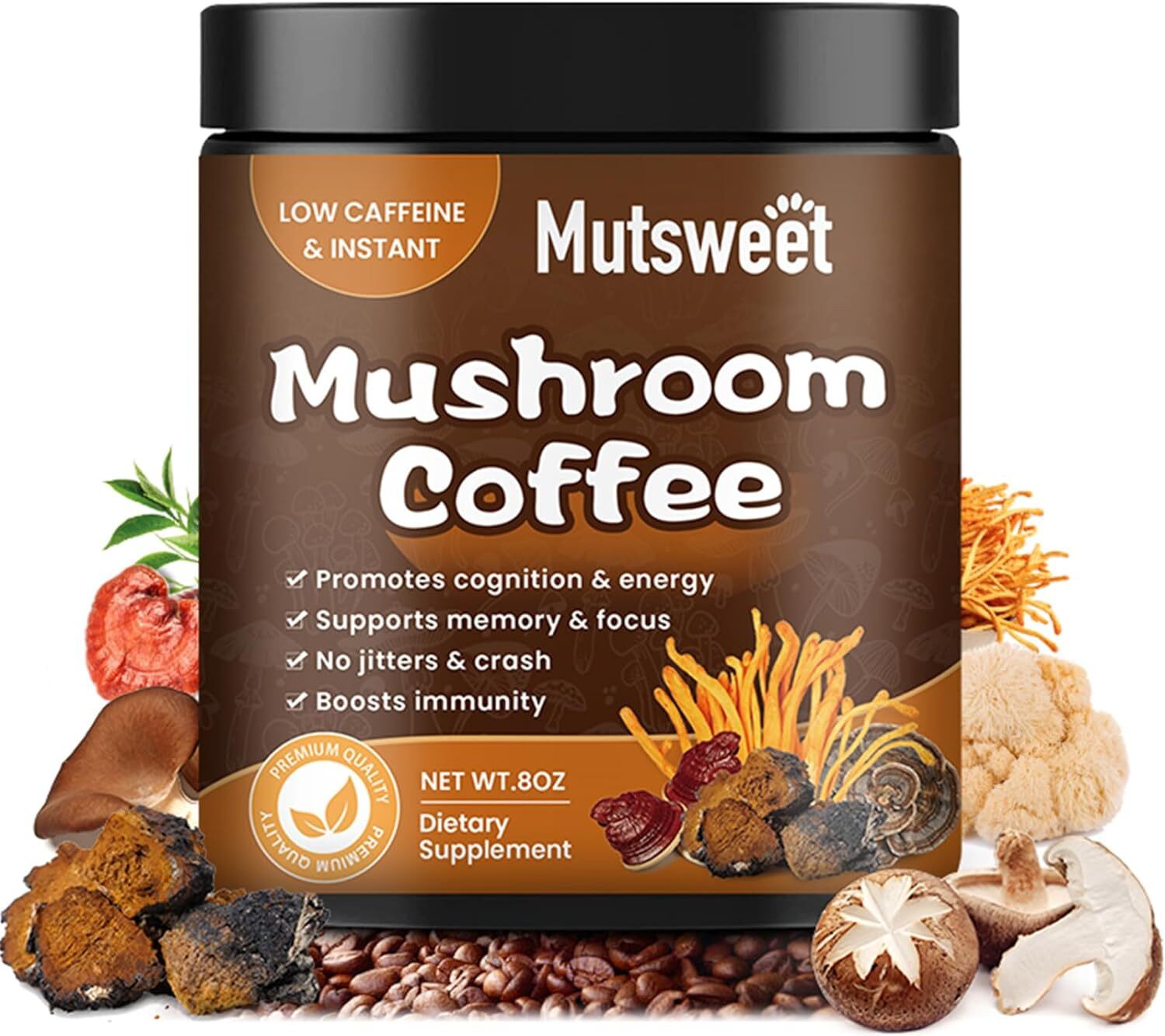 Organic Instant Coffee Powder Mushroom Coffee 227GBrain& Memory Focus Boost