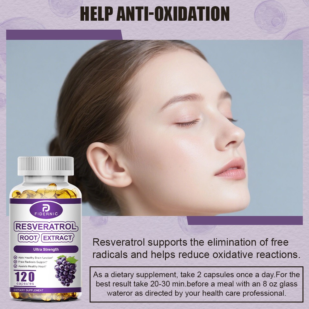 Resveratrol 1200mg High Abosorption Natural Anti Antioxidant ，Overall Wellness
