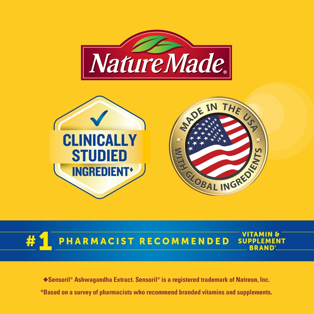 Nature Made Magnesium + Ashwagandha Capsules, Stress Relief + Sleep Support-60ct