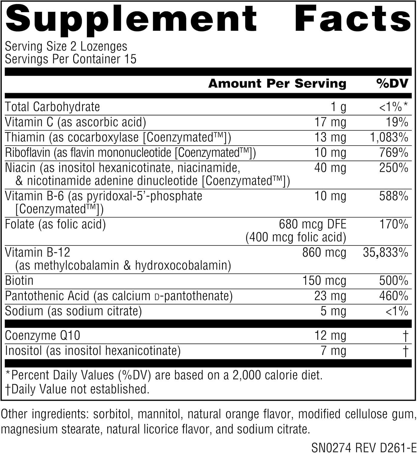 Coenzymate B Complex Lozenges – Orange Flavored Energy Support
