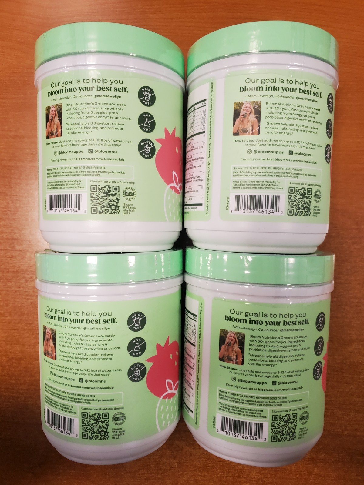4 Pk: Bloom Greens & Superfoods Powder Strawberry Kiwi 10.24oz ea Exp. 9/30/26 F