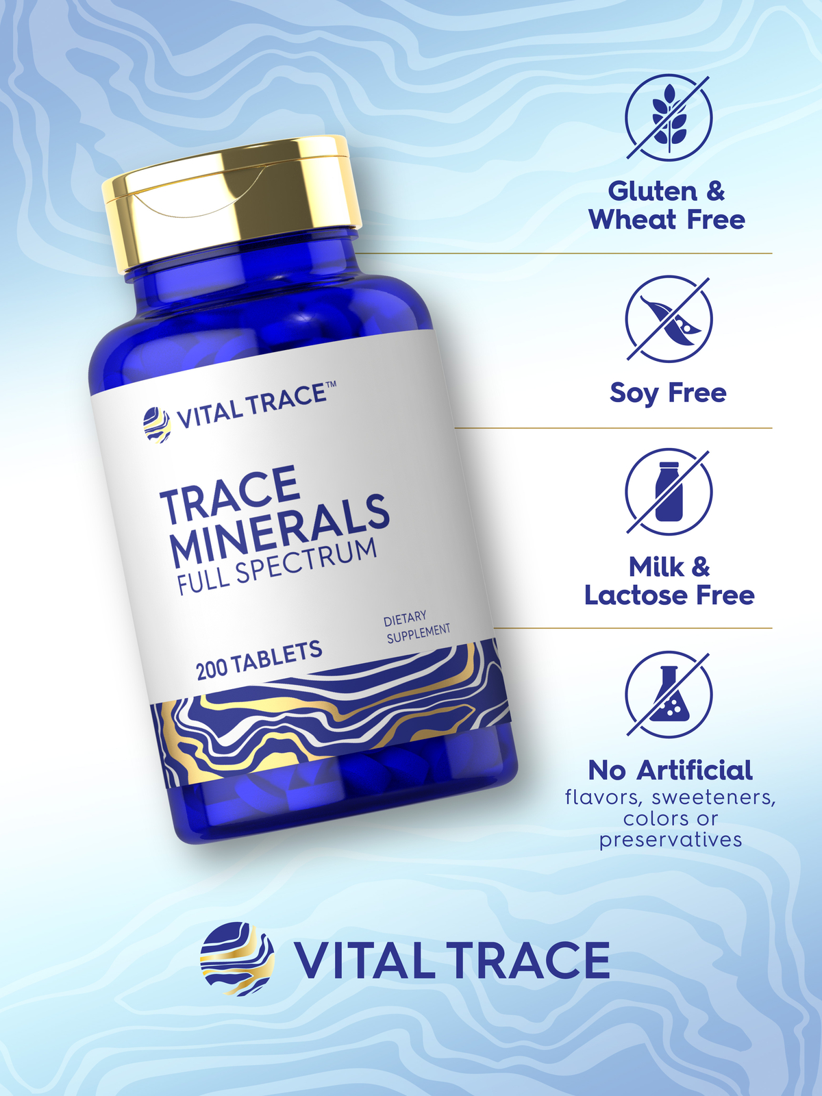 Trace Minerals | 200 Tablets | Non-GMO & Gluten Free | by Vital Trace