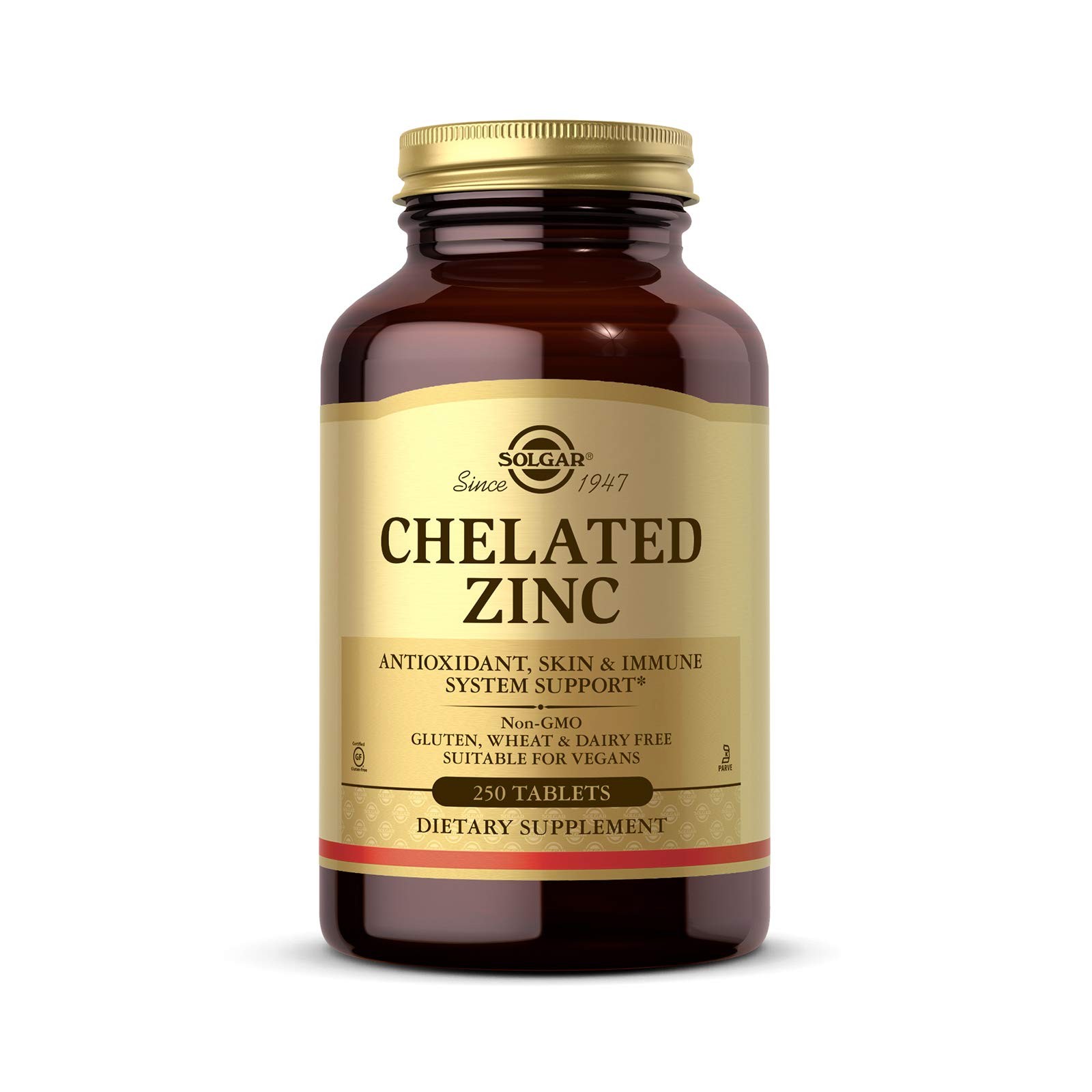 Solgar Chelated Zinc, 250 Tablets – 250 Count (Pack of 1), Standard Packaging