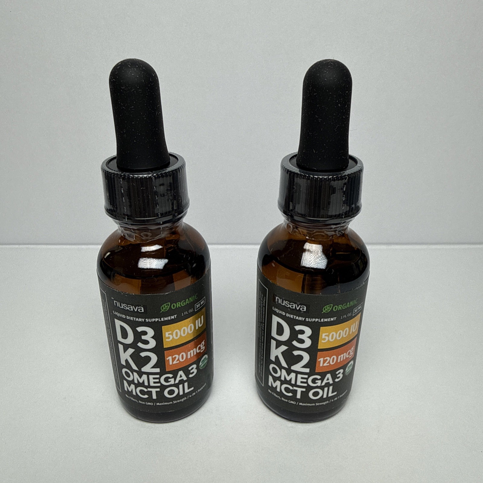 2 Bottles – Organic nusava Vitamin D3 K2 Drops Exp: 07/2026 New Sealed!